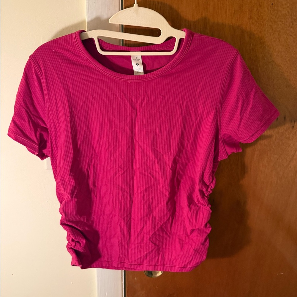 lululemon Magenta Ribbed Ruched Top